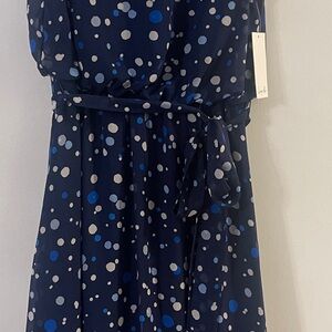 Harper Rose Navy and White Polka Dot Dress